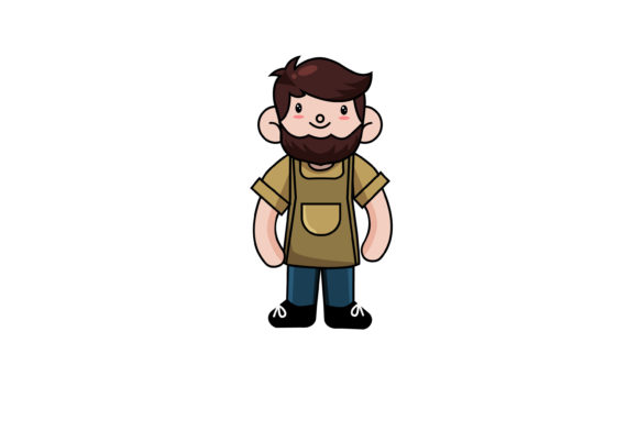 Bearded Waiter Character Illustration Review