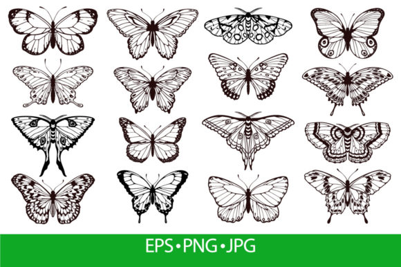 Butterfly Silhouettes. Black Outline: A Practical Embroidery Design Review