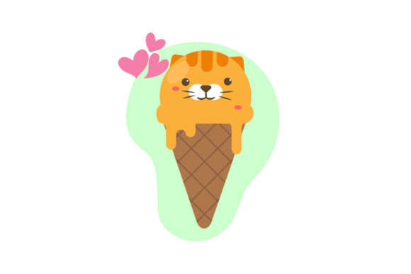Cat Animam Ice Cream Icon for Embroidery Projects