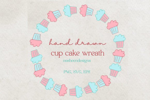 Cupcake Hand Drawn Wreath: A Versatile Embroidery Design for Real Projects
