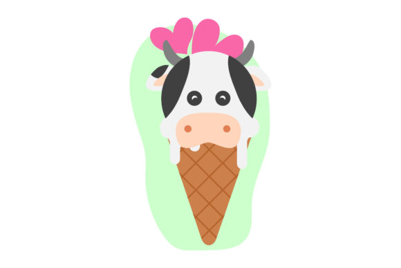 Cute Animal Ice Cream Flat Character Pig for Real Projects