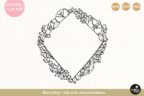 Flower Diamond Frame Line Art Review for Real Projects