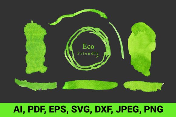 Green Grunge Brush Stroke Watercolor for Embroidery Projects