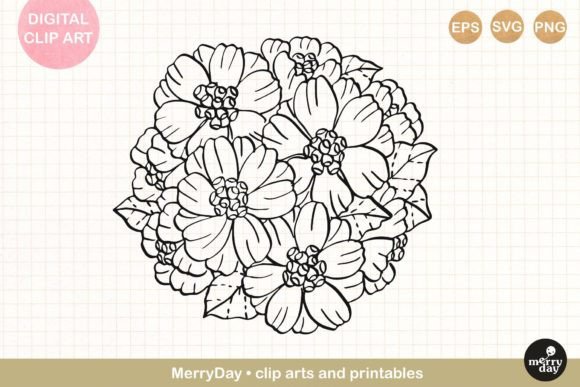 Round Flower Bouquet Line Art No.1 Review: A Versatile Embroidery Design